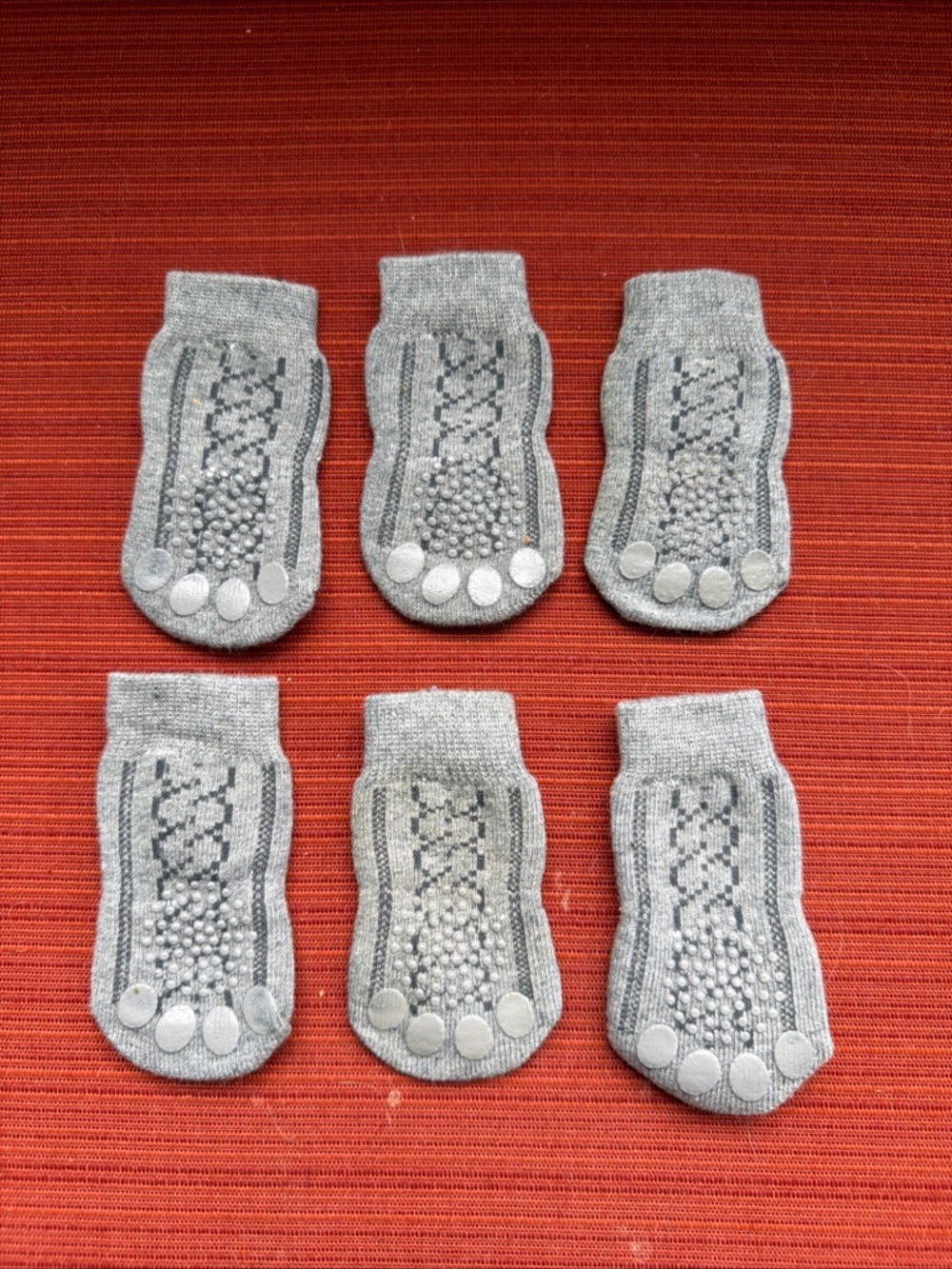 Set Of (6) Gray Dog Size XS Socks